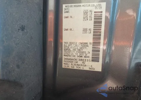 2019 Nissan Maxima 3.5 Platinum z USA, uszkodzony, nr VIN 1N4AA6AV2KC380335